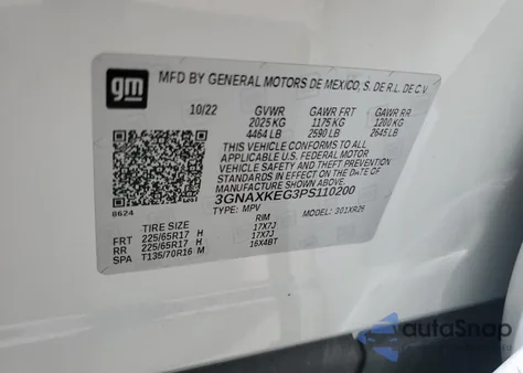 2023 Chevrolet Equinox Lt from USA, damaged, VIN 3GNAXKEG3PS110200
